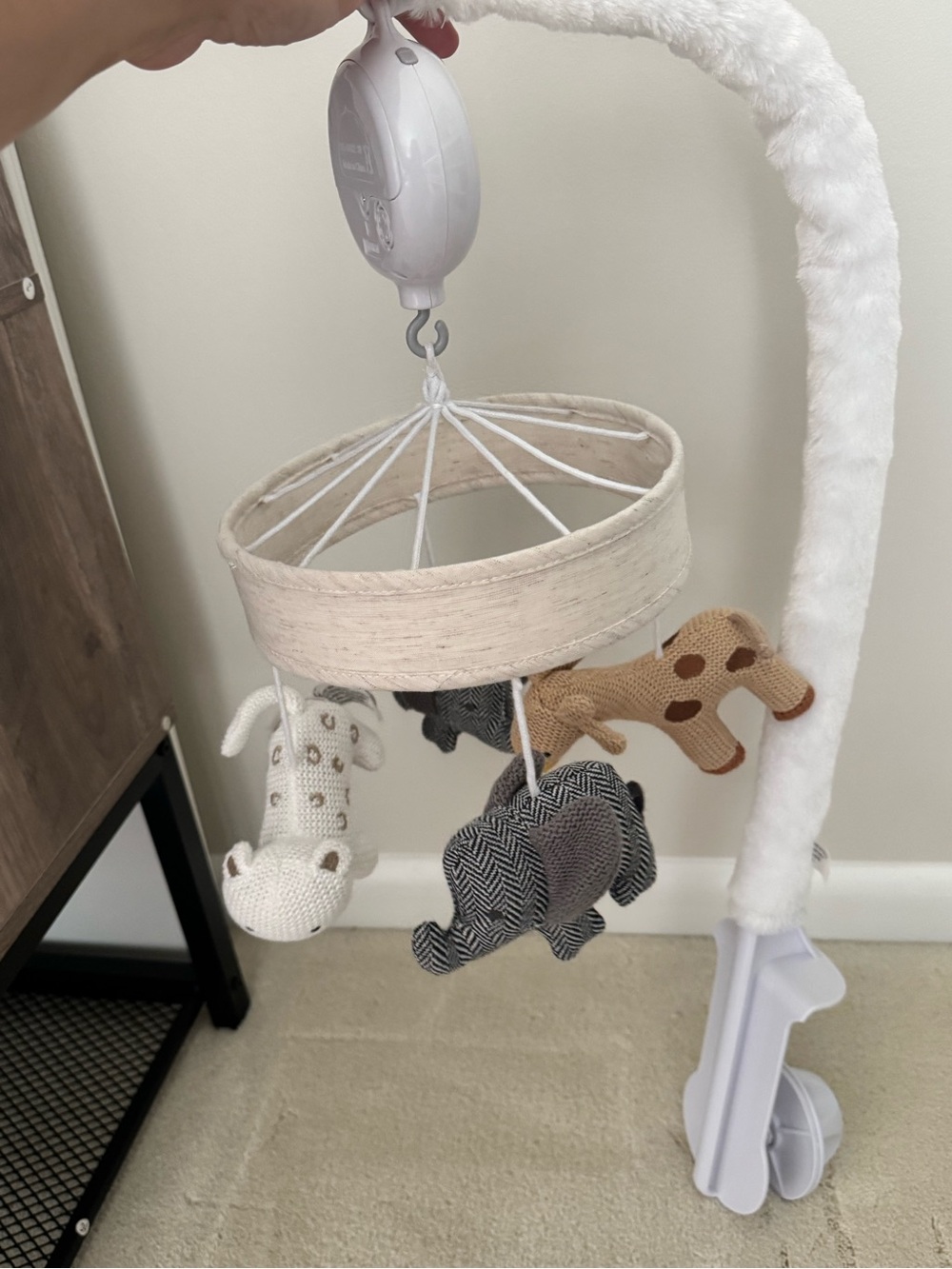 Neutral Safari Knit Baby Musical Mobile